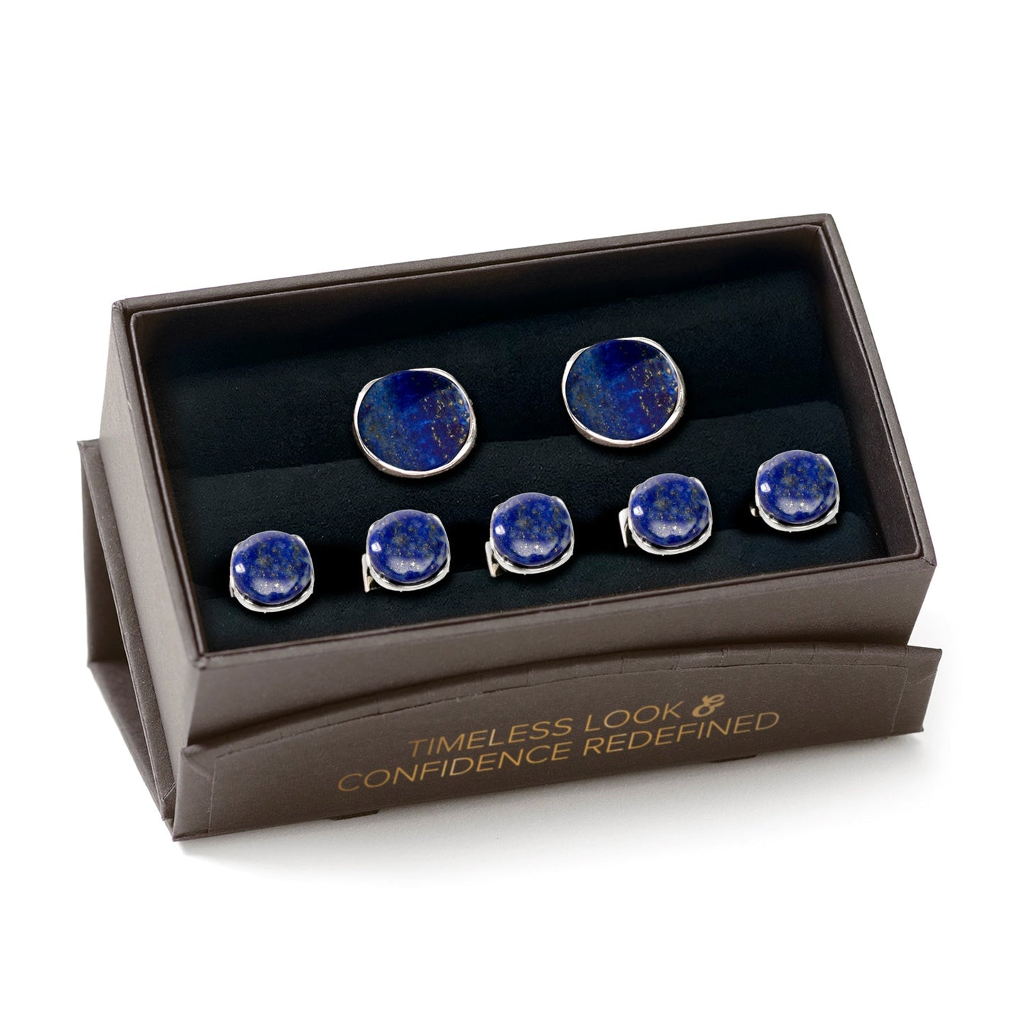 Sterling Silver Classic Formal Lapis 5-Stud Set - My Men's Shop