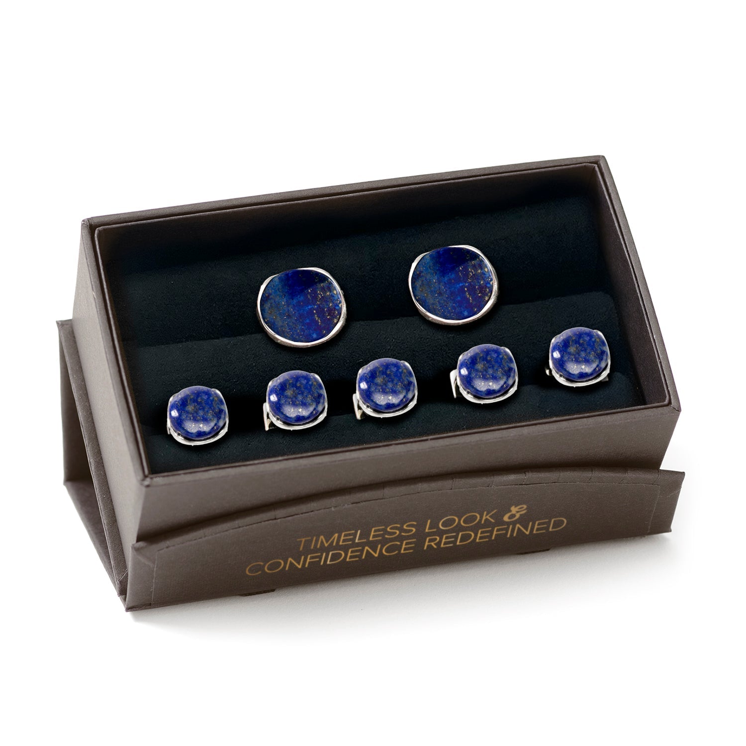 Sterling Silver Classic Formal Lapis 5-Stud Set - My Men's Shop