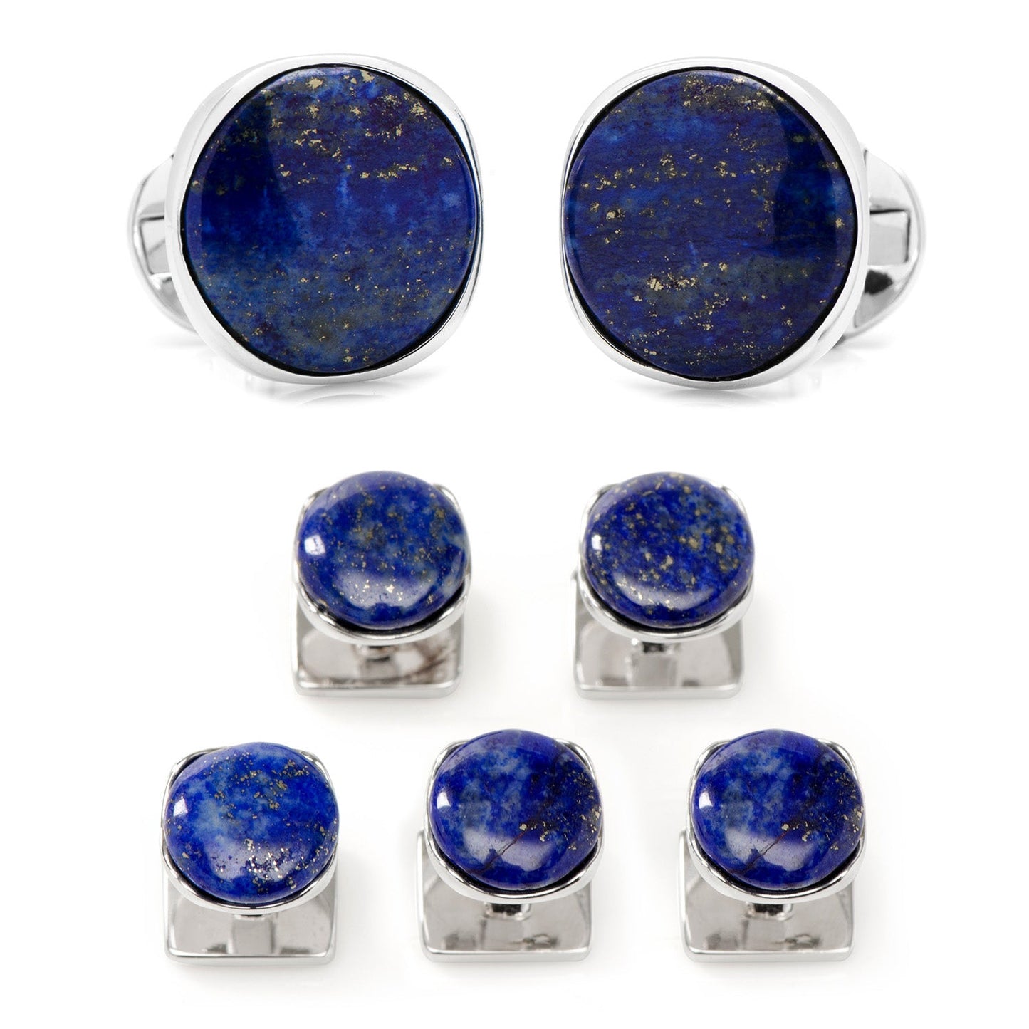 Sterling Silver Classic Formal Lapis 5-Stud Set - My Men's Shop