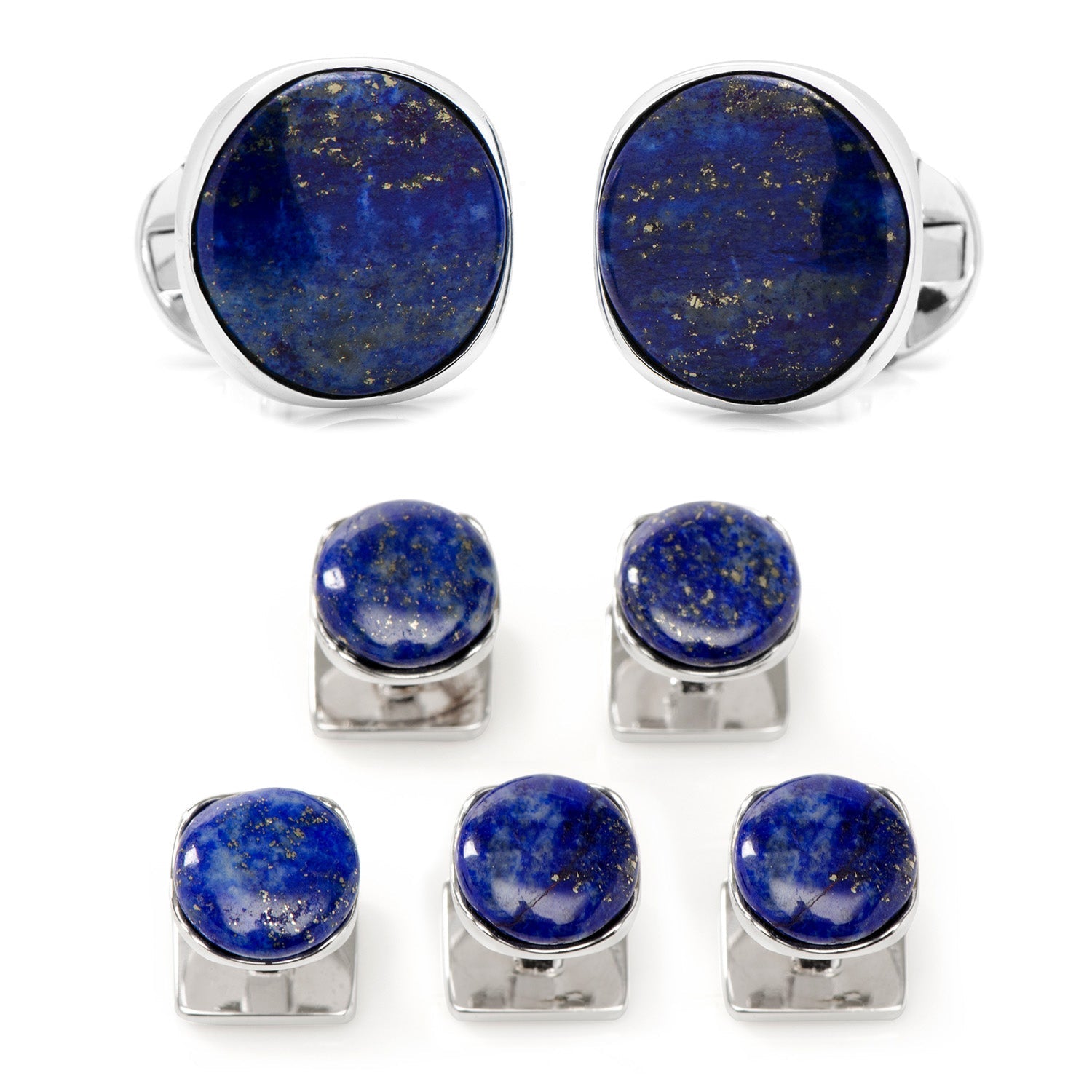 Sterling Silver Classic Formal Lapis 5-Stud Set - My Men's Shop