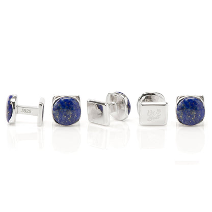 Sterling Silver Classic Formal Lapis 5-Studs - My Men's Shop