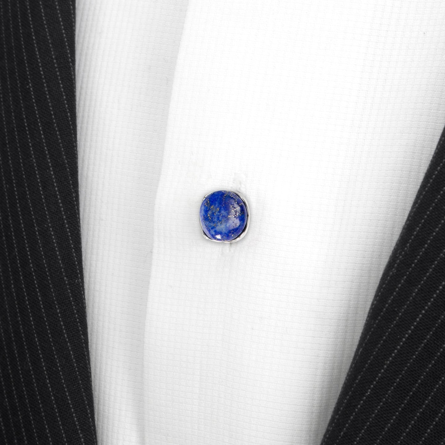Sterling Silver Classic Formal Lapis 5-Studs - My Men's Shop