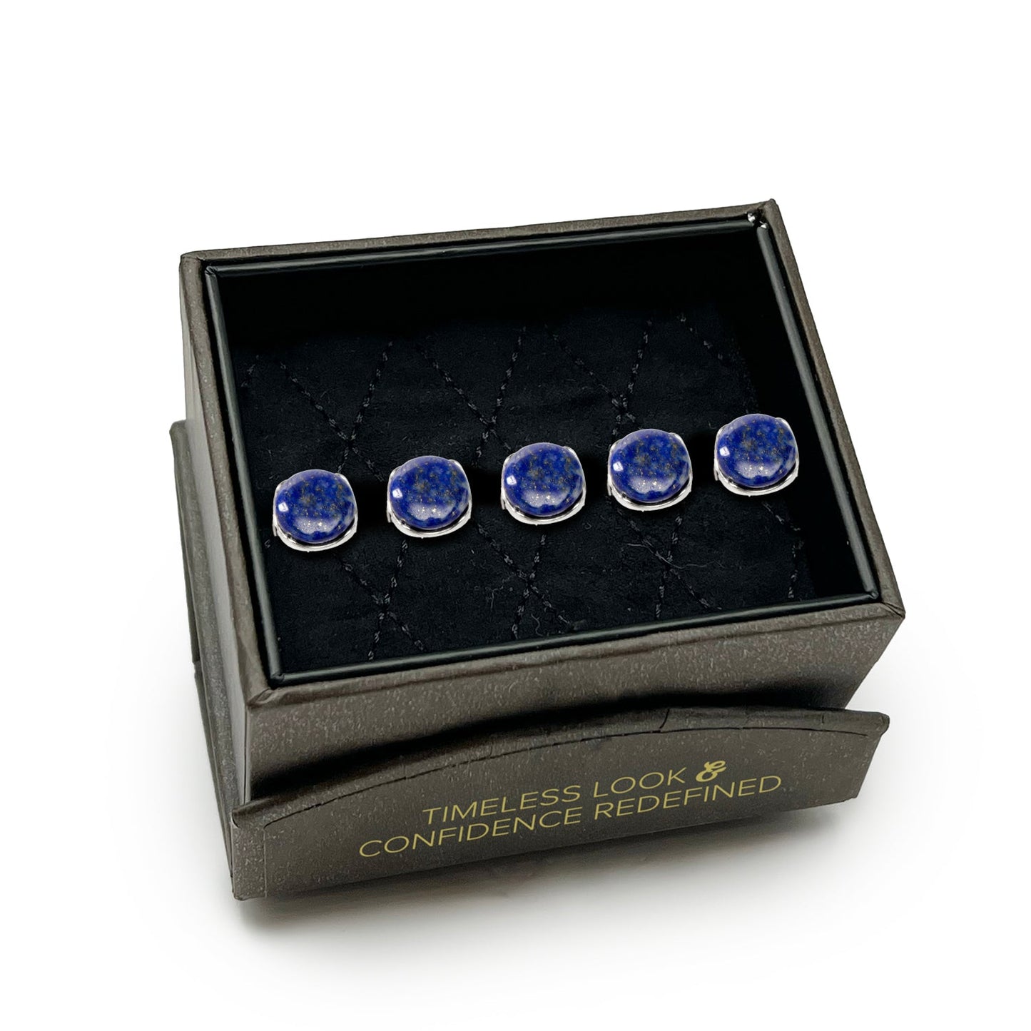 Sterling Silver Classic Formal Lapis 5-Studs - My Men's Shop
