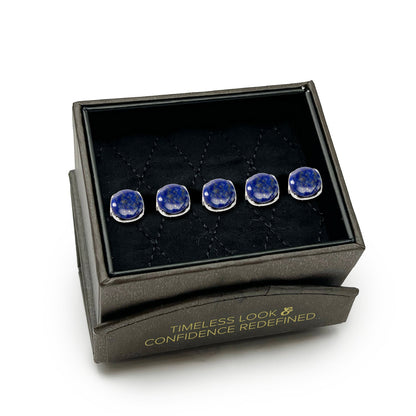 Sterling Silver Classic Formal Lapis 5-Studs - My Men's Shop