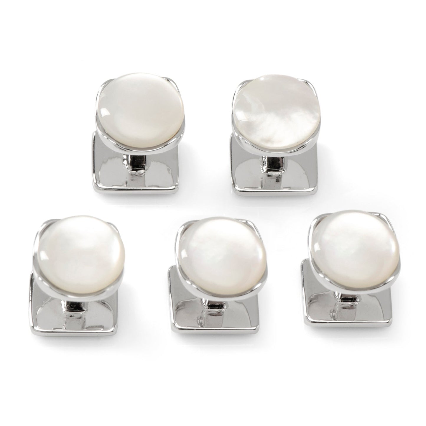 Sterling Silver Classic Formal Mother of Pearl 5-Stud Set - My Men's Shop