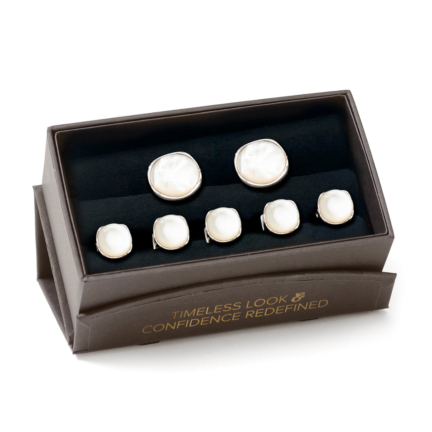 Sterling Silver Classic Formal Mother of Pearl 5-Stud Set - My Men's Shop