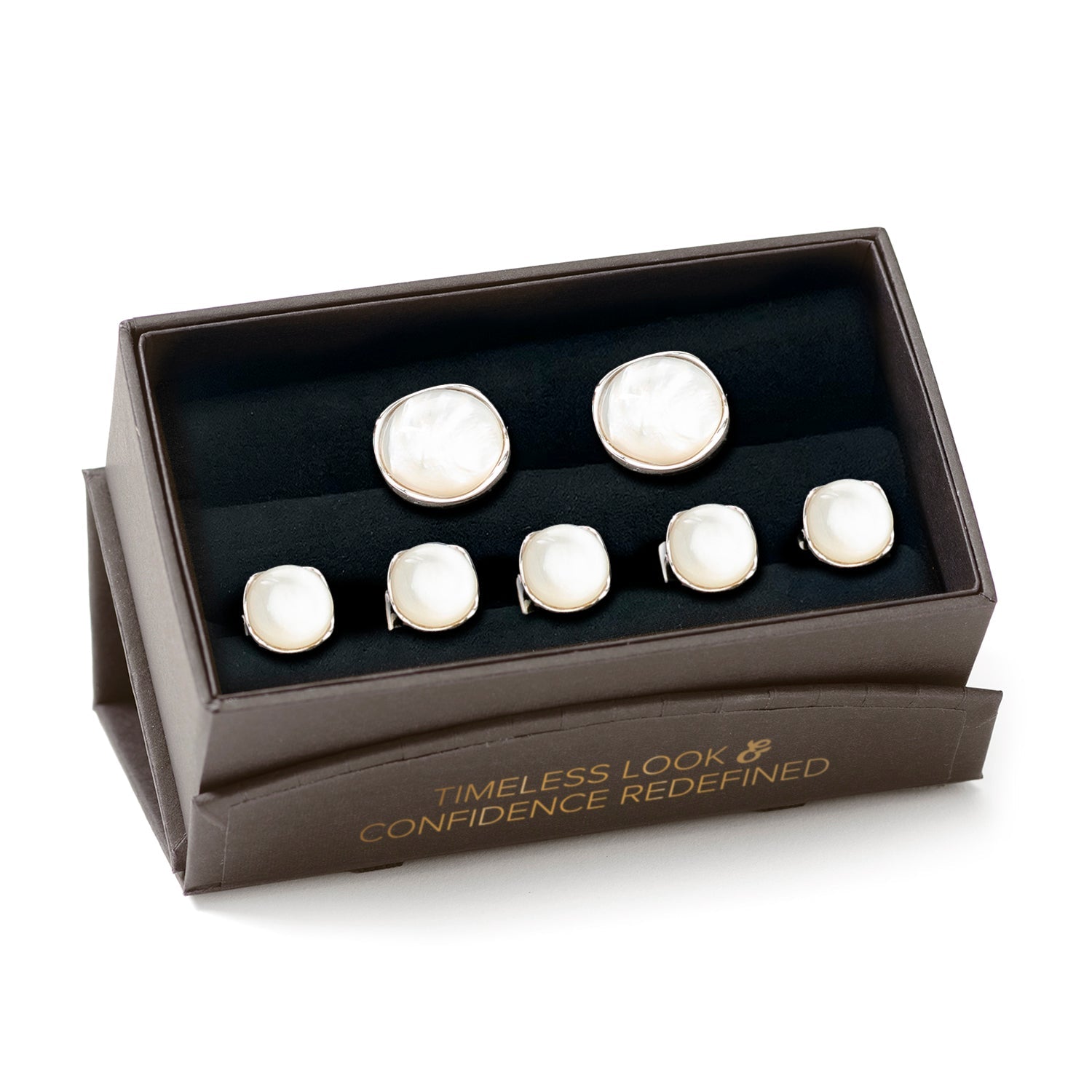 Sterling Silver Classic Formal Mother of Pearl 5-Stud Set - My Men's Shop