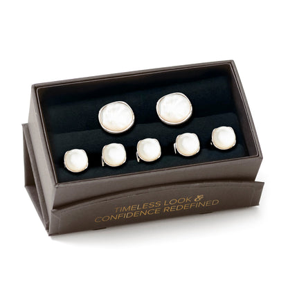 Sterling Silver Classic Formal Mother of Pearl 5-Stud Set - My Men's Shop