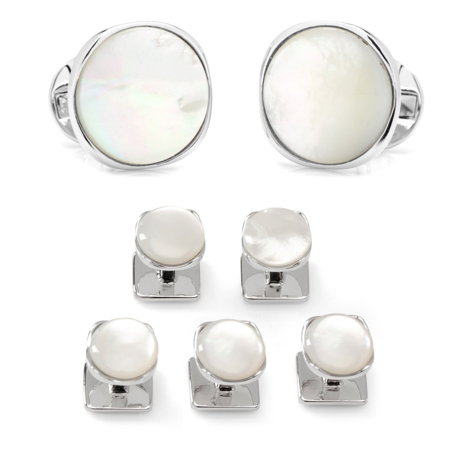 Sterling Silver Classic Formal Mother of Pearl 5-Stud Set - My Men's Shop