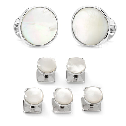Sterling Silver Classic Formal Mother of Pearl 5-Stud Set - My Men's Shop