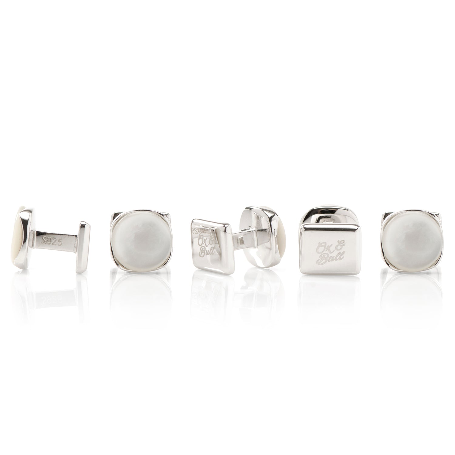 Sterling Silver Classic Formal Mother of Pearl 5-Studs - My Men's Shop
