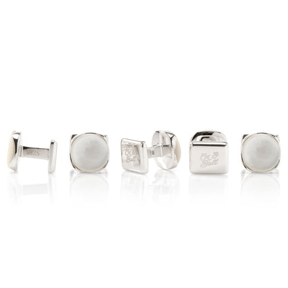 Sterling Silver Classic Formal Mother of Pearl 5-Studs - My Men's Shop