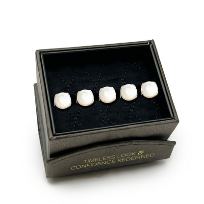 Sterling Silver Classic Formal Mother of Pearl 5-Studs - My Men's Shop