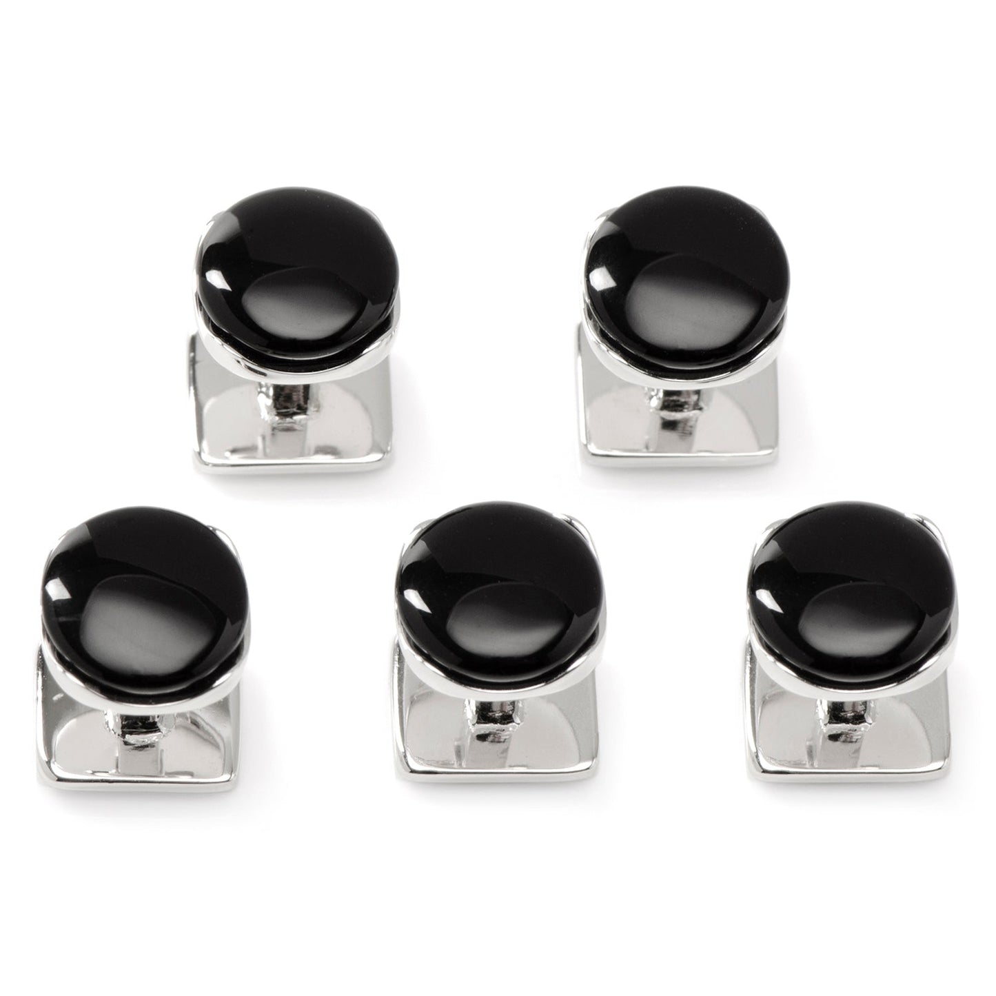Sterling Silver Classic Formal Onyx 5-Stud Set - My Men's Shop