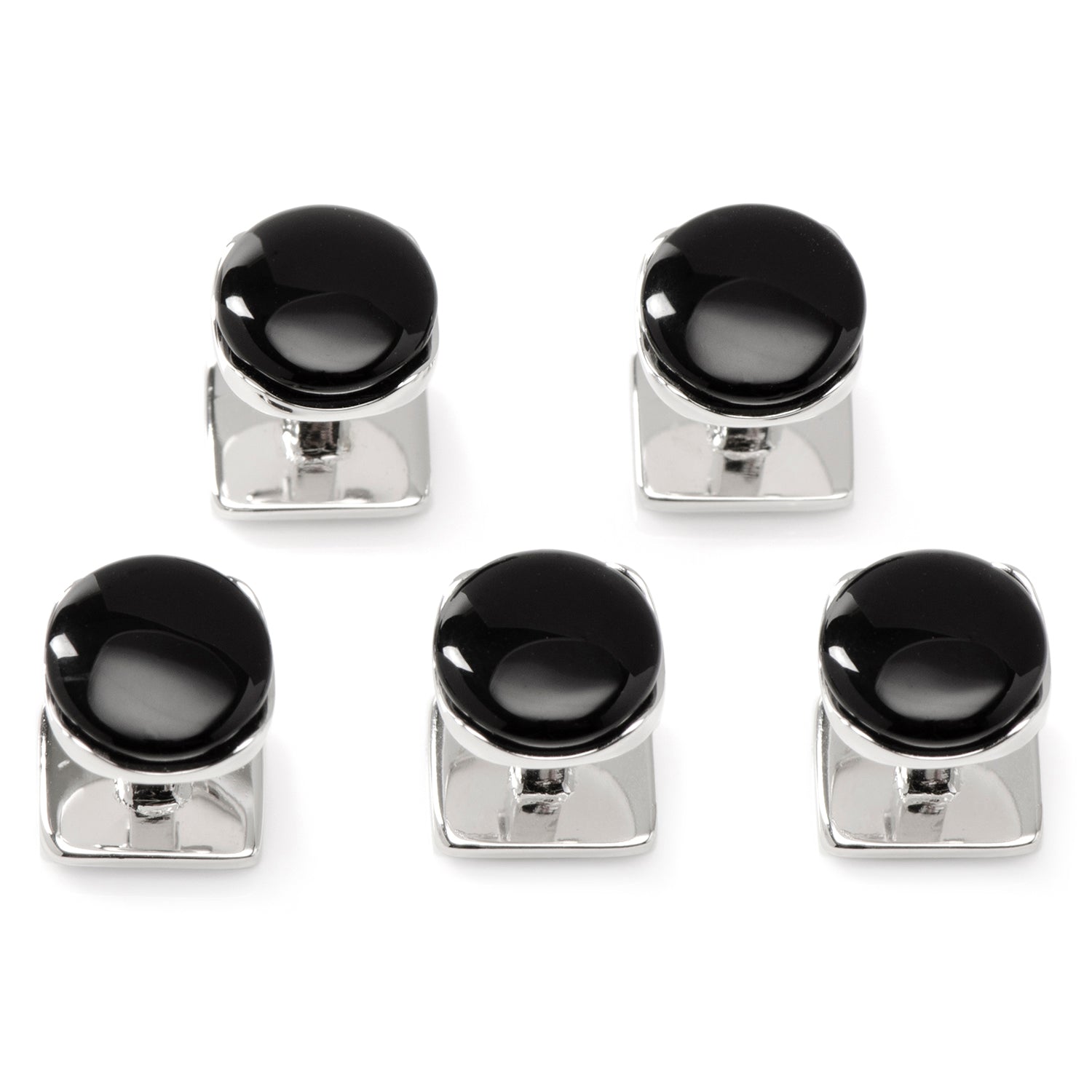 Sterling Silver Classic Formal Onyx 5-Stud Set - My Men's Shop