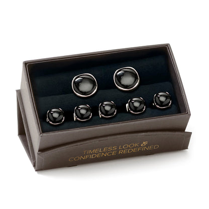 Sterling Silver Classic Formal Onyx 5-Stud Set - My Men's Shop