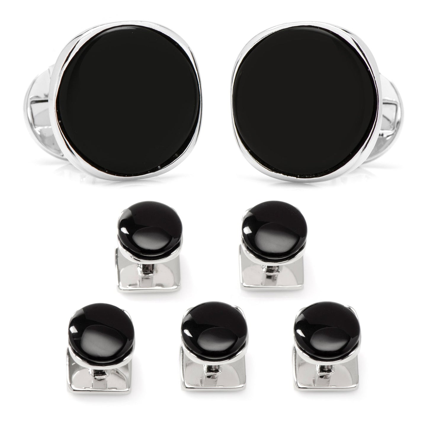 Sterling Silver Classic Formal Onyx 5-Stud Set - My Men's Shop
