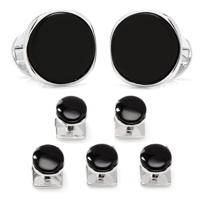 Sterling Silver Classic Formal Onyx 5-Stud Set - My Men's Shop
