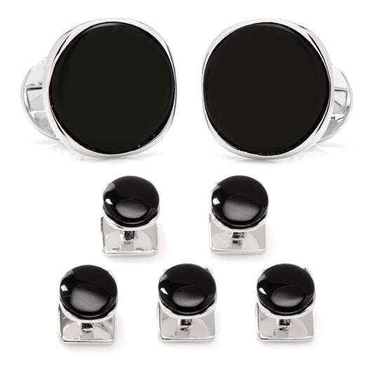 Sterling Silver Classic Formal Onyx 5-Stud Set - My Men's Shop