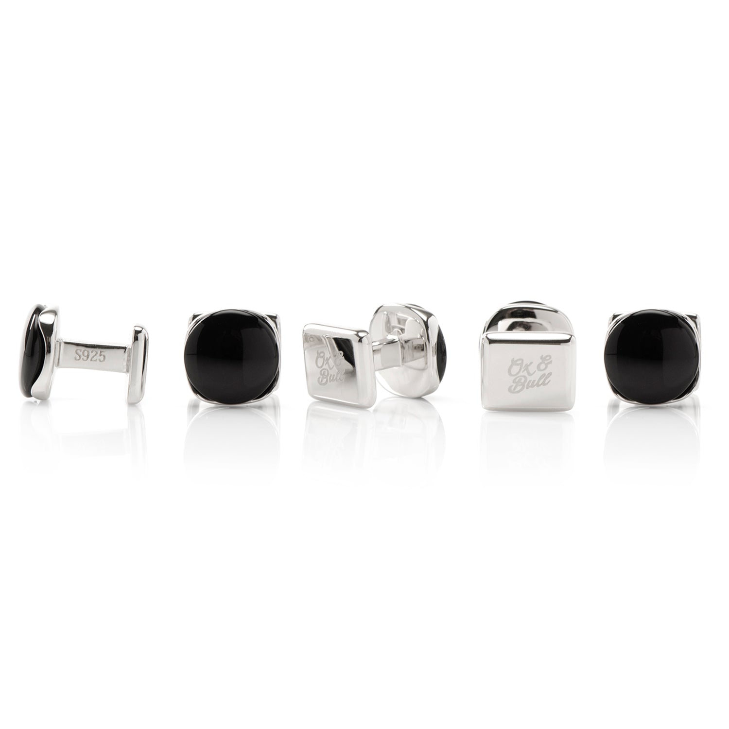 Sterling Silver Classic Formal Black Onyx 5-Studs - My Men's Shop
