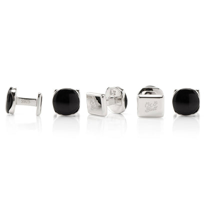 Sterling Silver Classic Formal Black Onyx 5-Studs - My Men's Shop