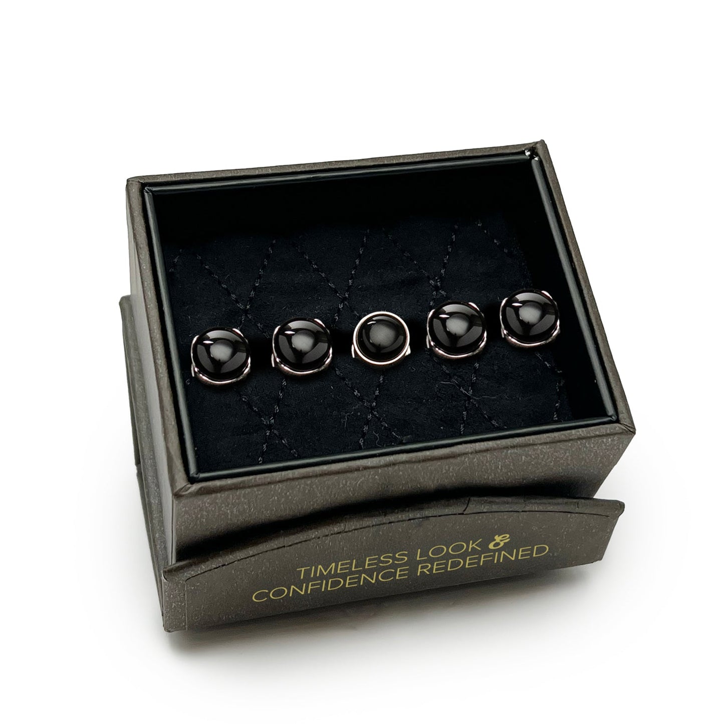 Sterling Silver Classic Formal Black Onyx 5-Studs - My Men's Shop