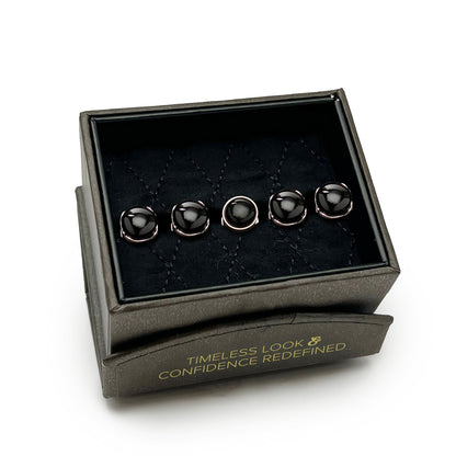 Sterling Silver Classic Formal Black Onyx 5-Studs - My Men's Shop