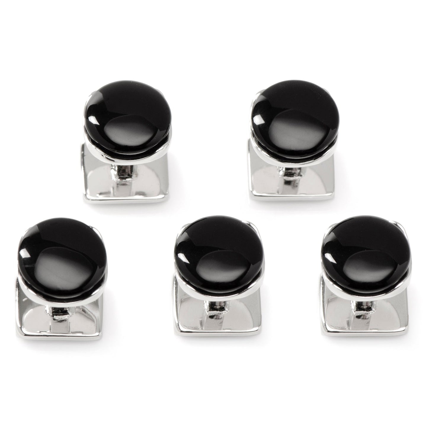Sterling Silver Classic Formal Black Onyx 5-Studs - My Men's Shop