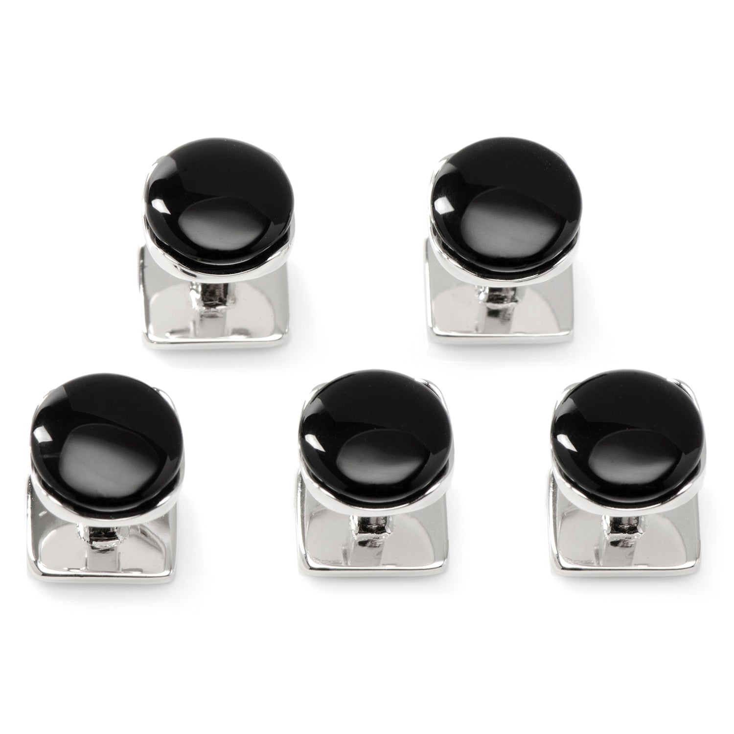 Sterling Silver Classic Formal Black Onyx 5-Studs - My Men's Shop