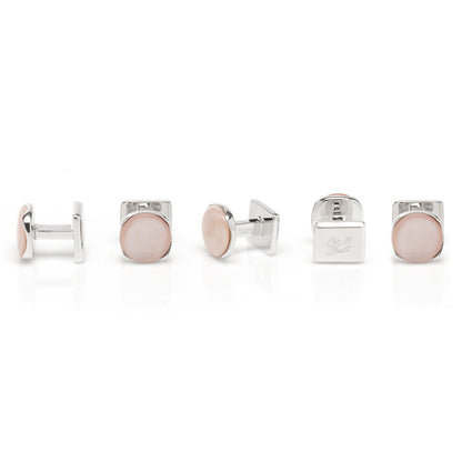 Sterling Silver Classic Formal Pink Mother of Pearl 5-Stud Set - My Men's Shop