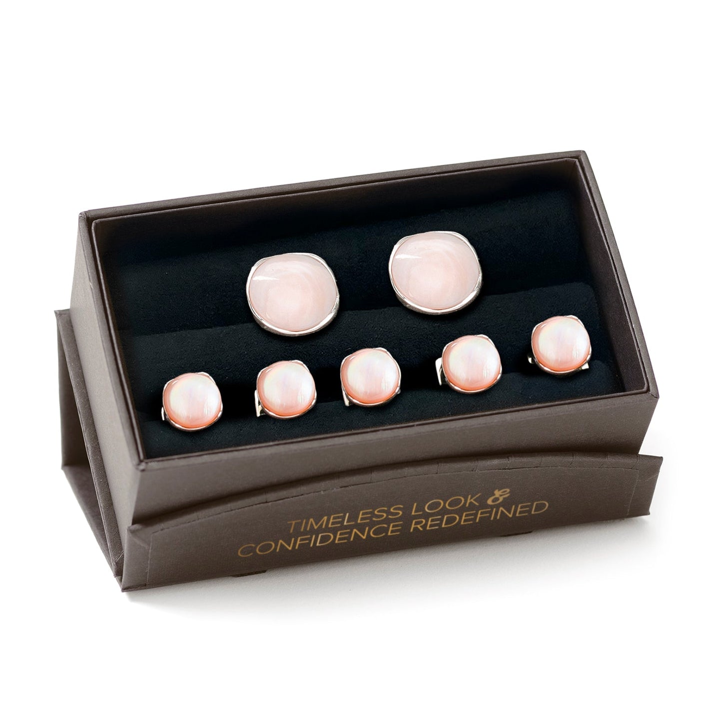 Sterling Silver Classic Formal Pink Mother of Pearl 5-Stud Set - My Men's Shop