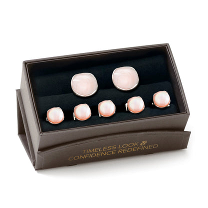 Sterling Silver Classic Formal Pink Mother of Pearl 5-Stud Set - My Men's Shop