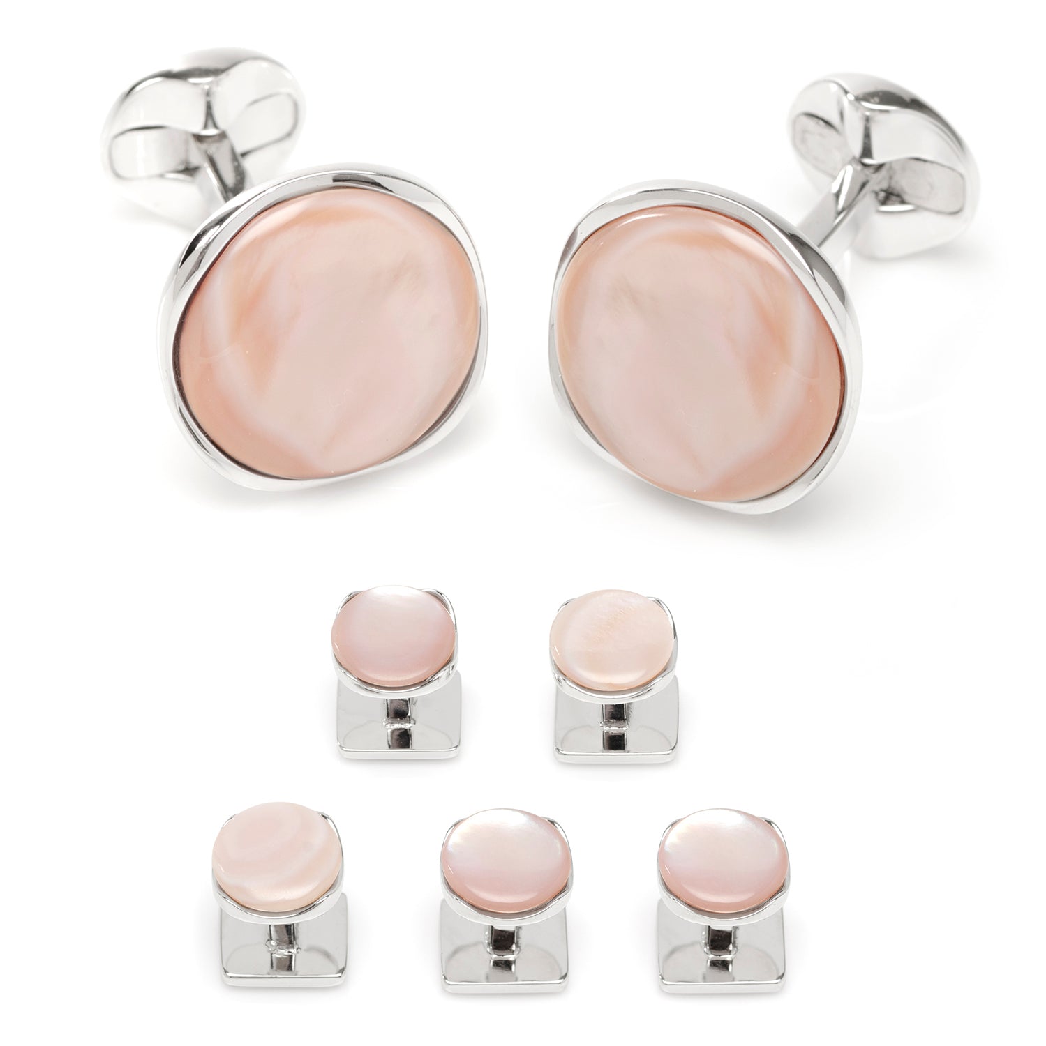 Sterling Silver Classic Formal Pink Mother of Pearl 5-Stud Set - My Men's Shop