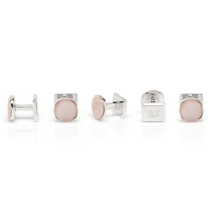 Sterling Silver Classic Formal Pink Mother of Pearl 5-Studs - My Men's Shop