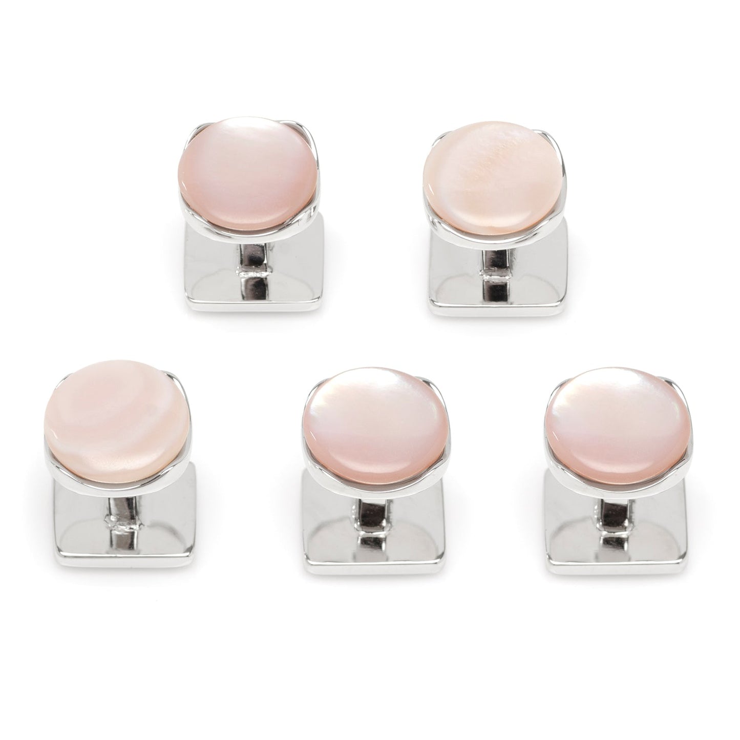 Sterling Silver Classic Formal Pink Mother of Pearl 5-Studs - My Men's Shop