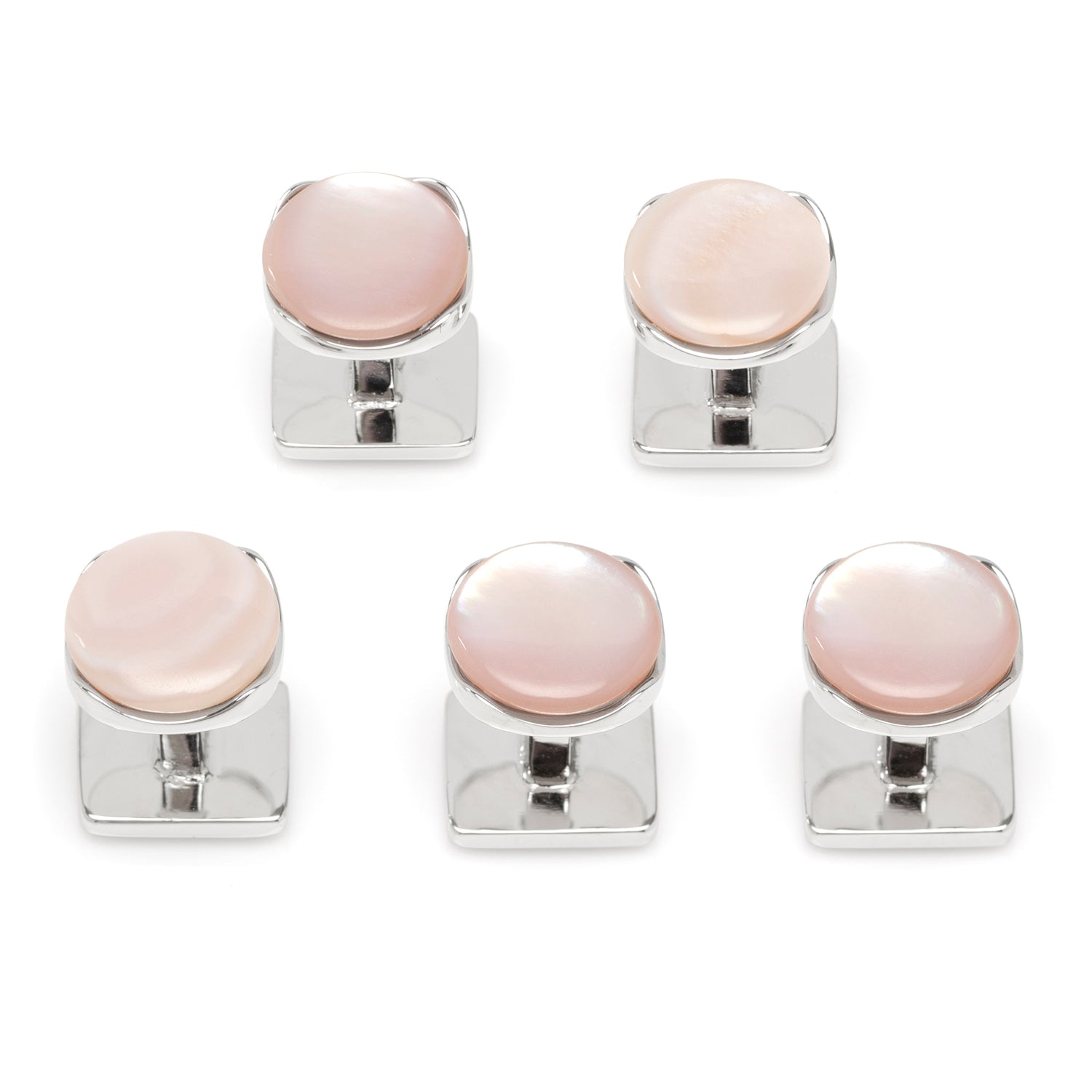 Sterling Silver Classic Formal Pink Mother of Pearl 5-Studs - My Men's Shop