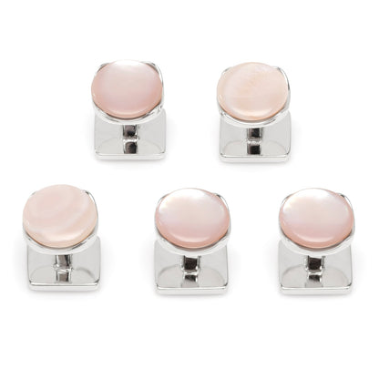 Sterling Silver Classic Formal Pink Mother of Pearl 5-Studs - My Men's Shop
