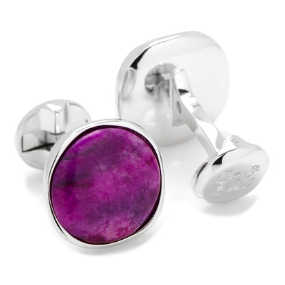 Sterling Silver Classic Round Sugilite Nebula Cufflinks - My Men's Shop