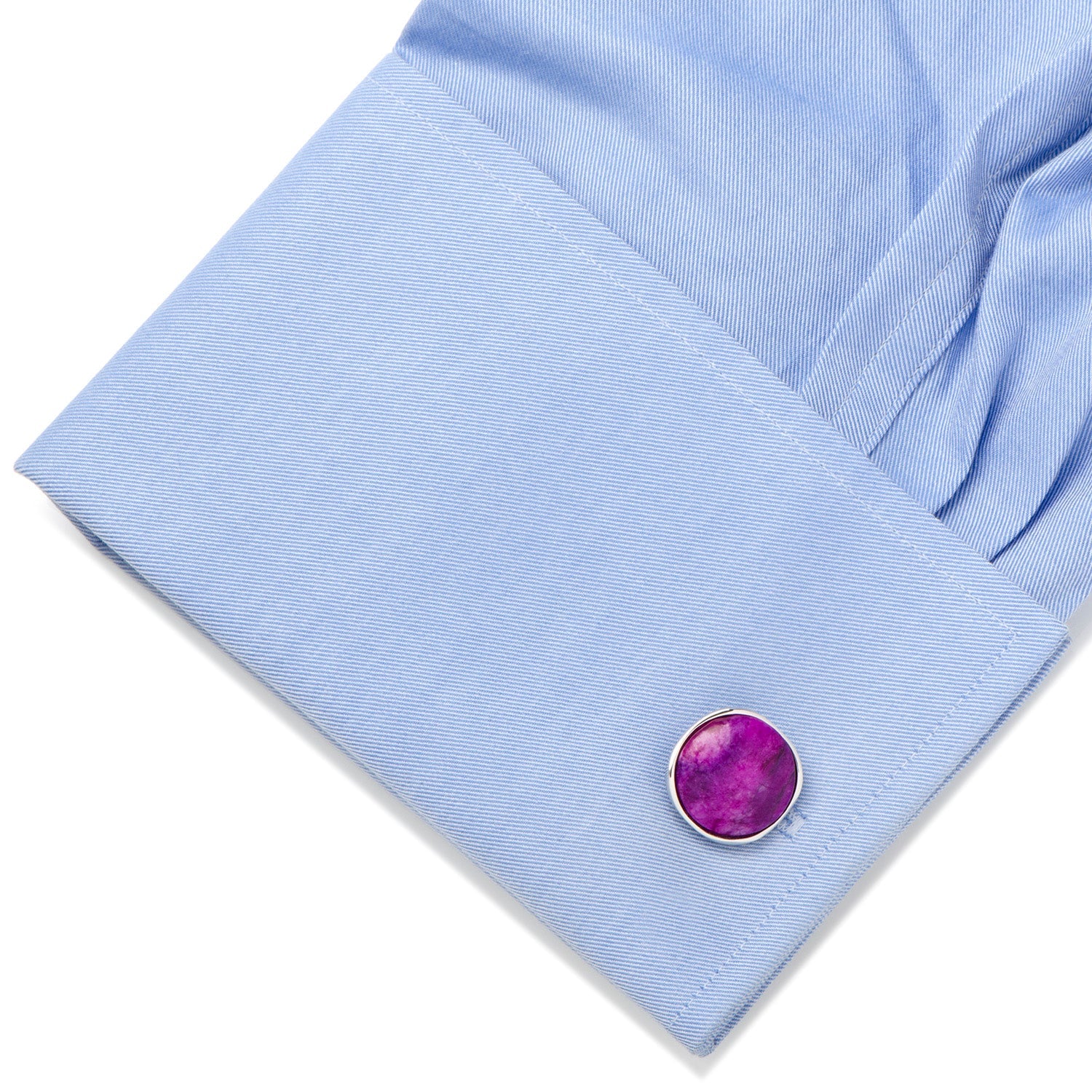Sterling Silver Classic Round Sugilite Nebula Cufflinks - My Men's Shop
