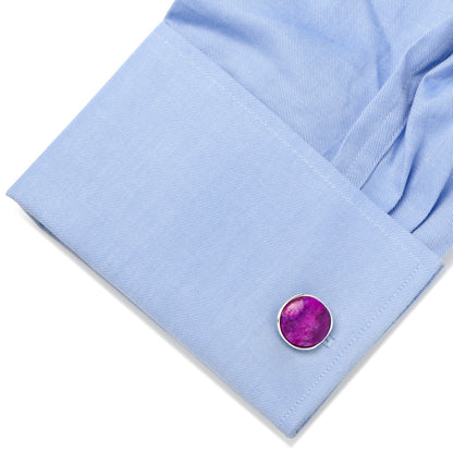 Sterling Silver Classic Round Sugilite Nebula Cufflinks - My Men's Shop