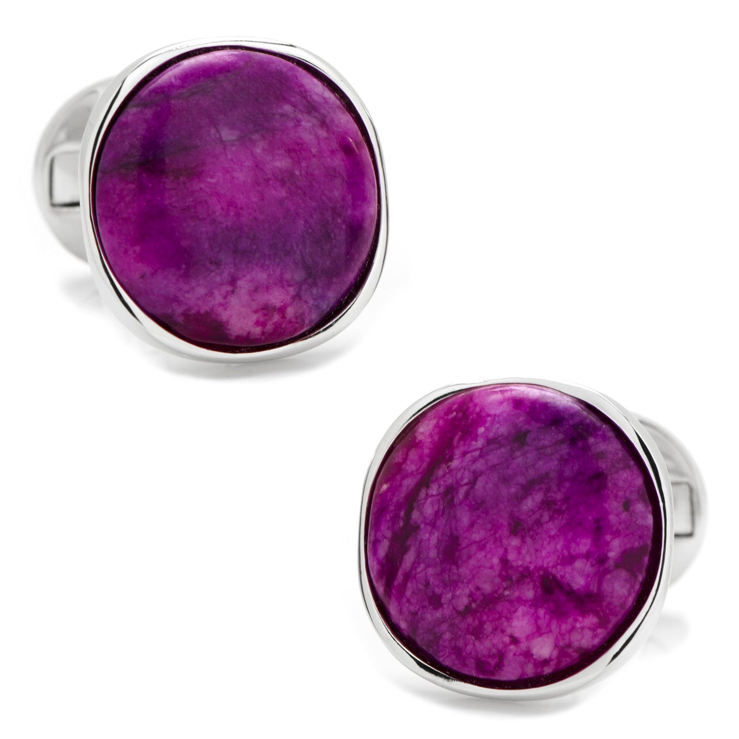 Sterling Silver Classic Round Sugilite Nebula Cufflinks - My Men's Shop