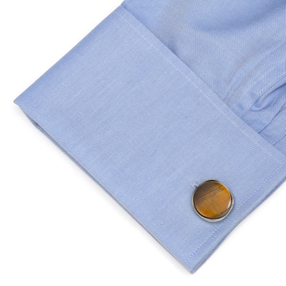 Sterling Silver Formal Tigers Eye Gunmetal Cufflinks - My Men's Shop