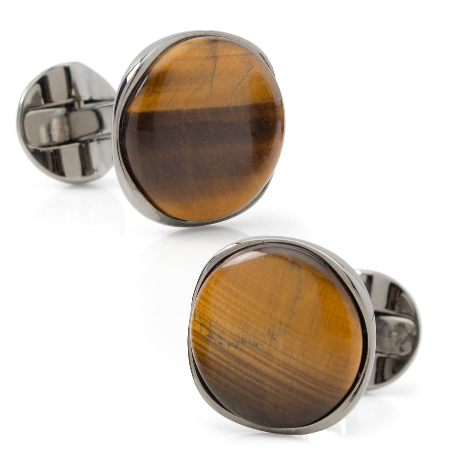 Sterling Silver Formal Tigers Eye Gunmetal Cufflinks - My Men's Shop