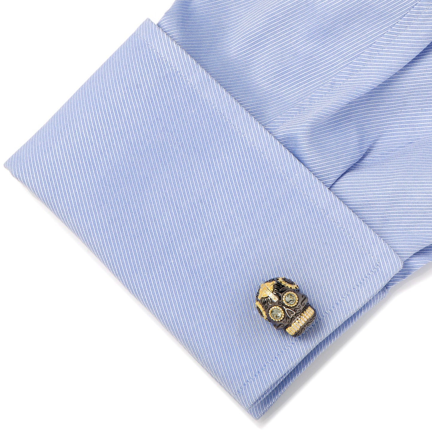 Black and Gold Vermeil Day of the Dead Skull Cufflinks - My Men's Shop