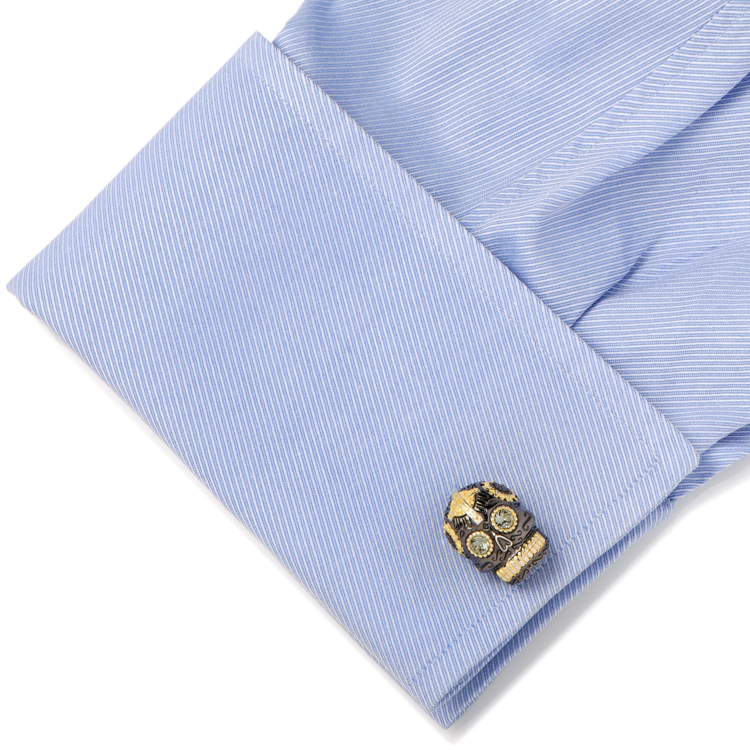 Black and Gold Vermeil Day of the Dead Skull Cufflinks - My Men's Shop