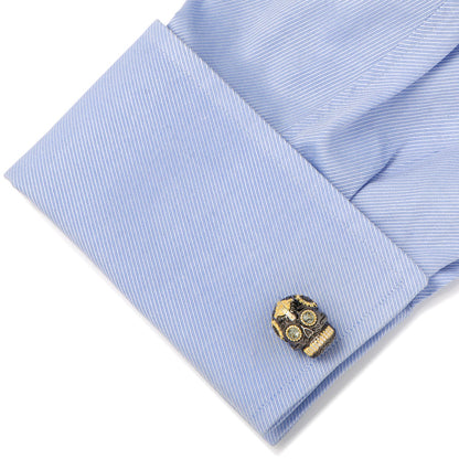 Black and Gold Vermeil Day of the Dead Skull Cufflinks - My Men's Shop