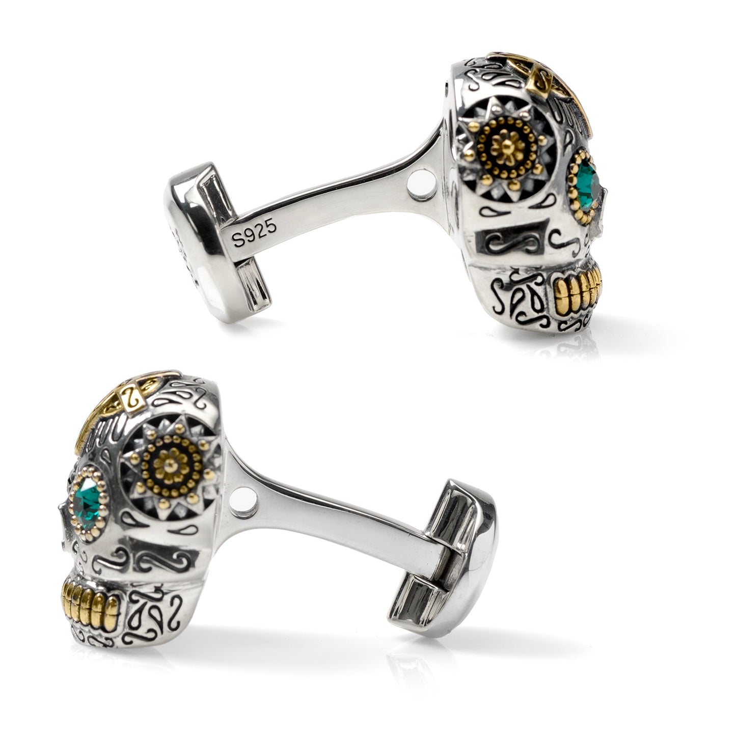 Sterling Silver and Gold Day of the Dead Skull Cufflinks - My Men's Shop