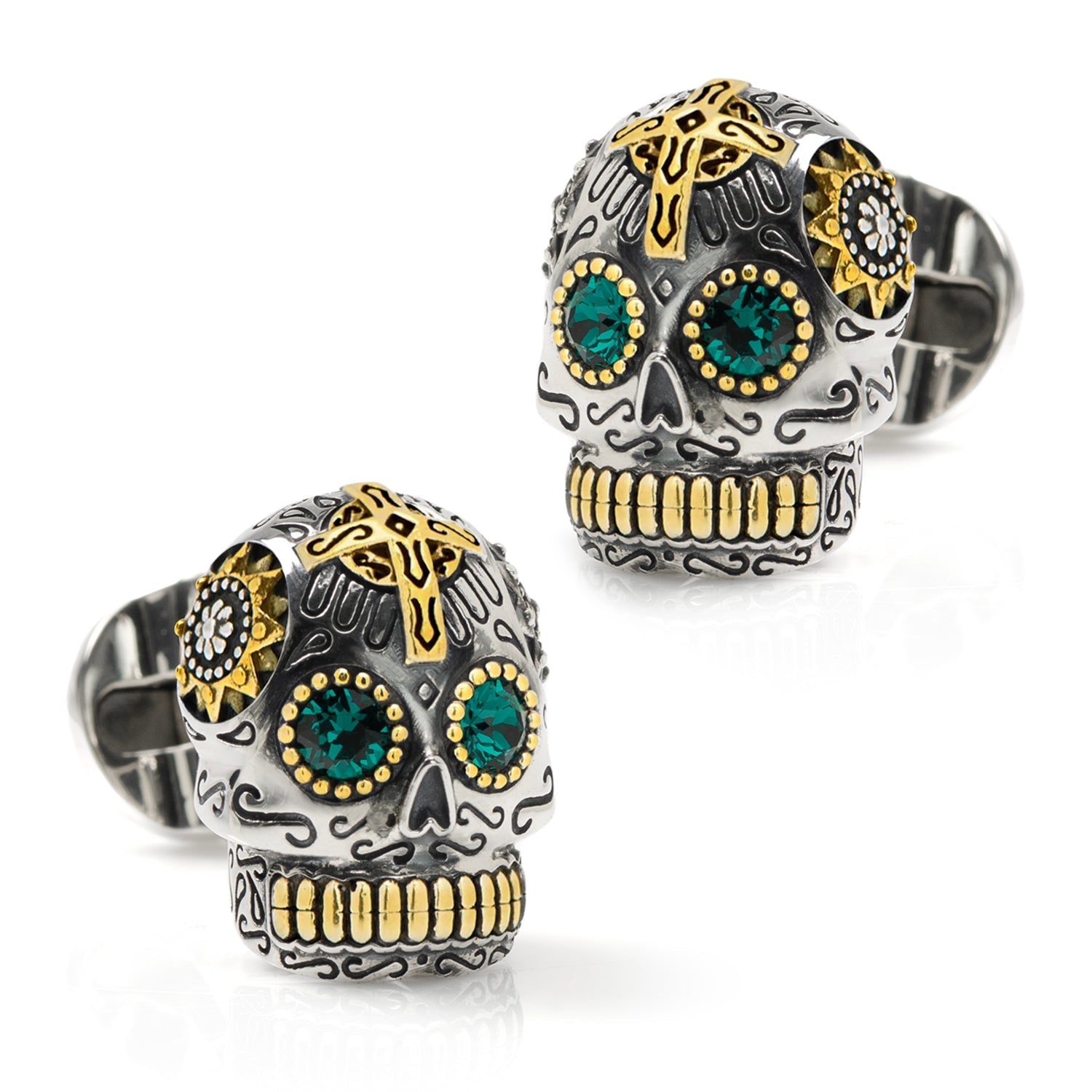 Sterling Silver and Gold Day of the Dead Skull Cufflinks - My Men's Shop