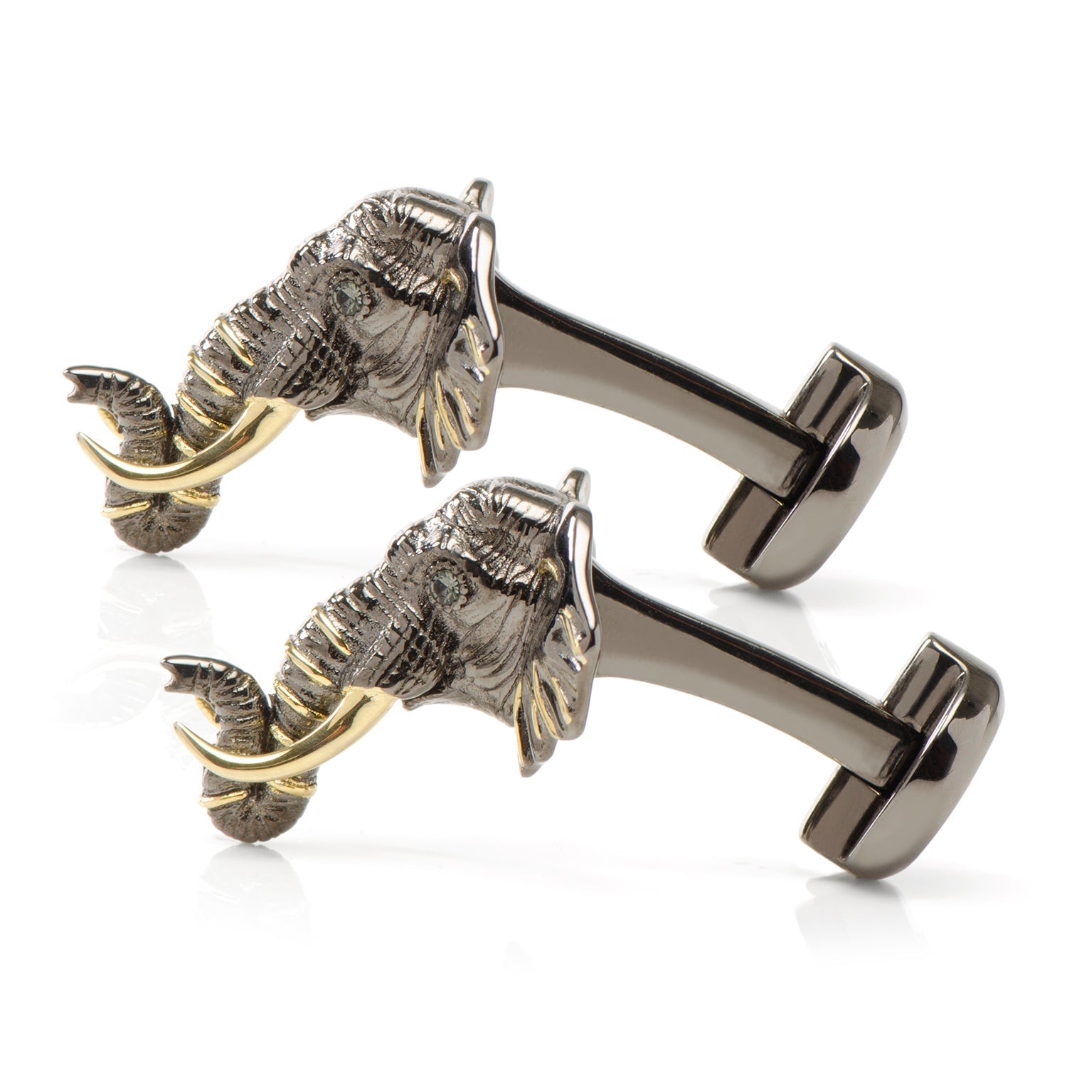 Sterling Silver and 14K Gold Elephant Cufflinks - My Men's Shop
