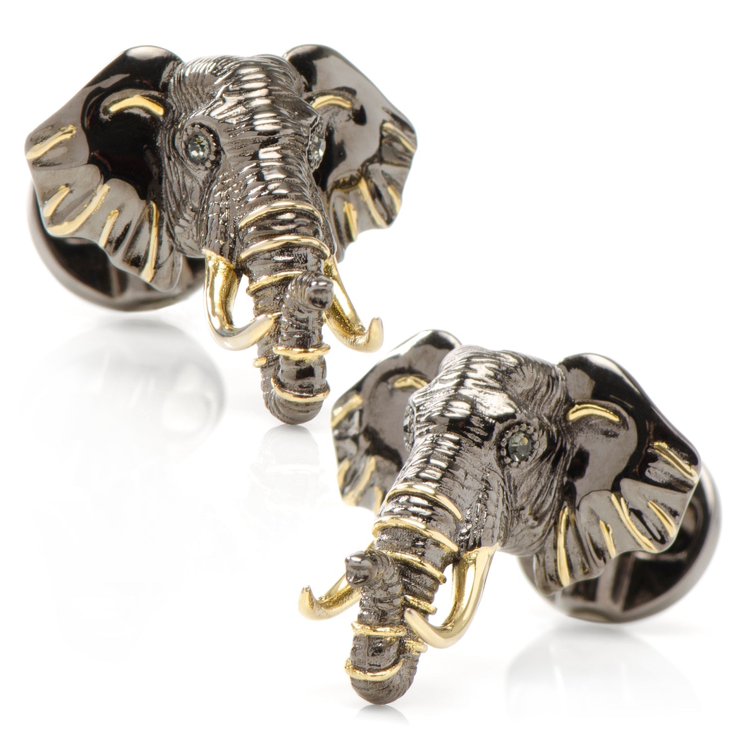 Sterling Silver and 14K Gold Elephant Cufflinks - My Men's Shop
